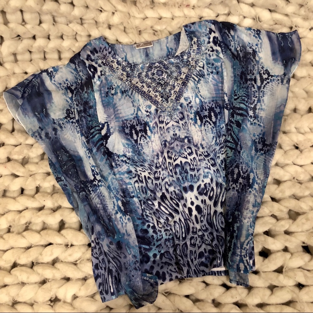 Multi colored batwing blouse